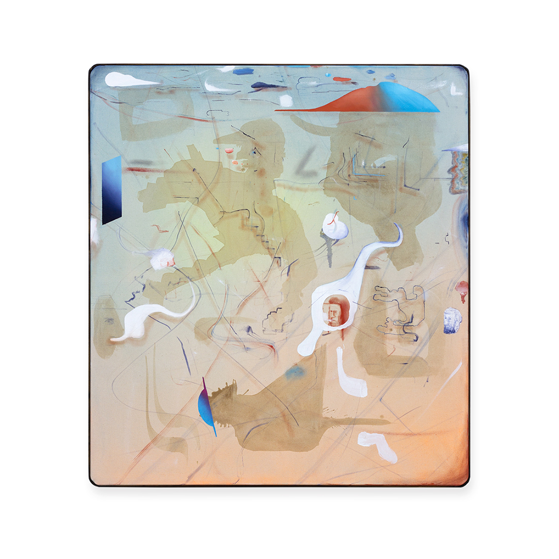 Triger point #07, 2020, Aquarell, Tinte, Kaffee, Acryl und Ölfarbe auf Leinwand und Holz, 151x136 cm.jpg